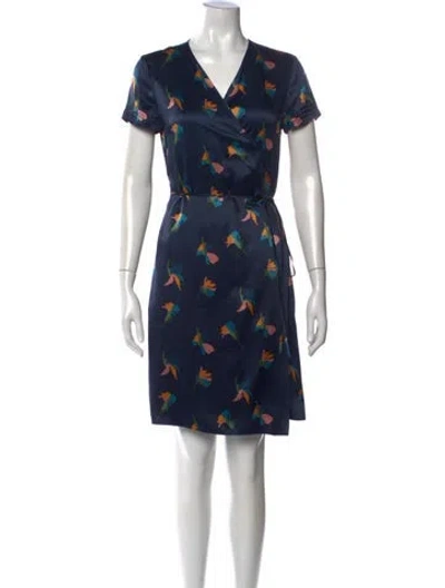 Pre-owned Theory Silk Knee-length Dress In Blue
