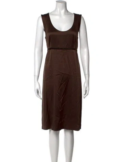 Pre-owned Theory Silk Knee-length Dress In Brown