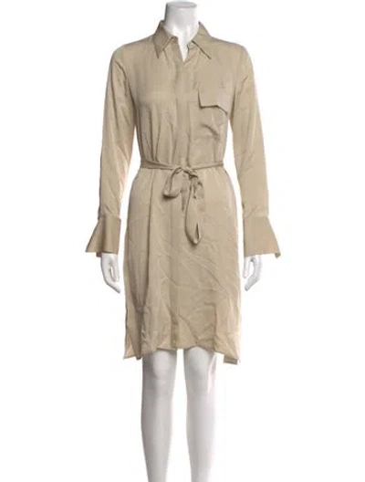 Pre-owned Theory Silk Knee-length Dress In Neutral