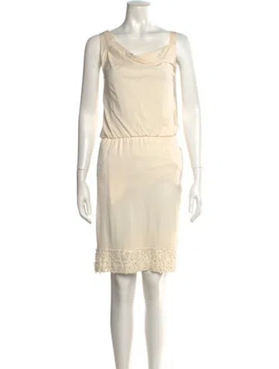 Pre-owned Theory Silk Knee-length Dress In Neutral
