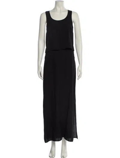 Pre-owned Theory Silk Long Dress In Black