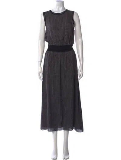 Pre-owned Theory Silk Long Dress In Black