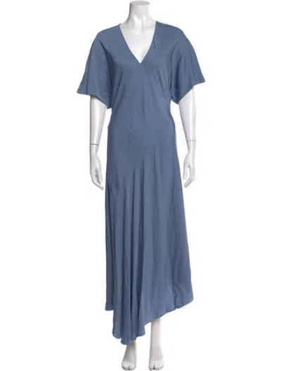 Pre-owned Theory Silk Long Dress In Blue