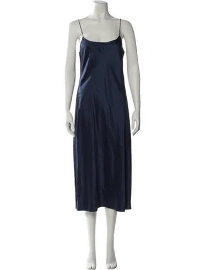 Pre-owned Theory Silk Long Dress In Blue