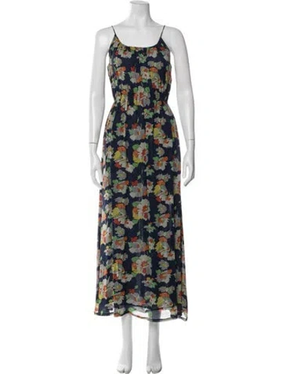 Pre-owned Theory Silk Long Dress In Blue