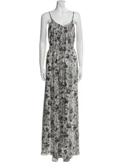 Pre-owned Theory Silk Long Dress In Gray