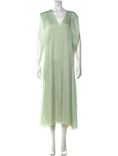 Pre-owned Theory Silk Long Dress In Green