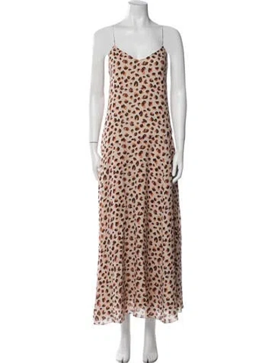 Pre-owned Theory Silk Long Dress In Neutral