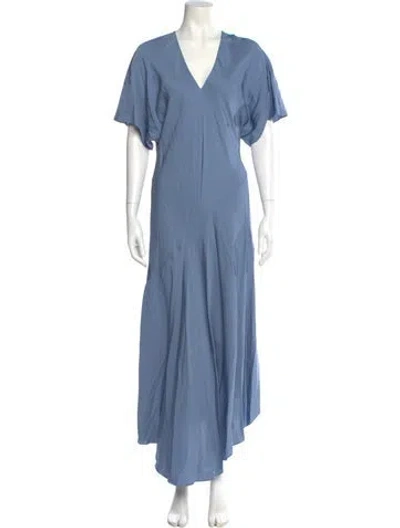 Pre-owned Theory Silk Long Dress W/ Tags In Blue