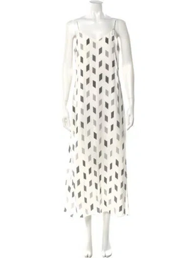 Pre-owned Theory Silk Long Dress In White