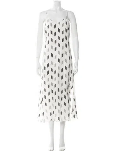 Pre-owned Theory Silk Long Dress In White