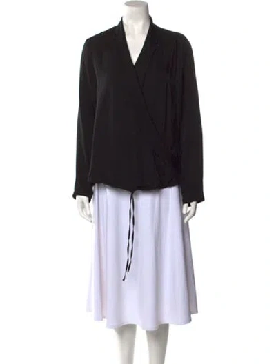 Pre-owned Theory Silk Long Sleeve Blouse In Black
