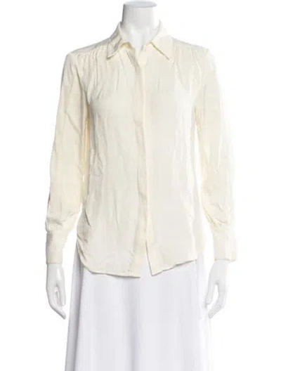 Pre-owned Theory Silk Long Sleeve Blouse In Neutral