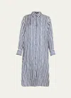 Theory Silk Maxi Oversized Shirtdress In Blmu