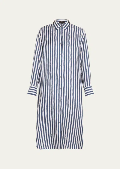 Theory Silk Maxi Oversized Shirtdress In Blmu