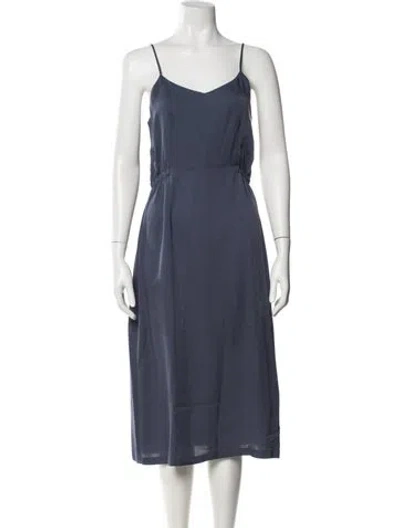 Pre-owned Theory Silk Midi Length Dress In Blue