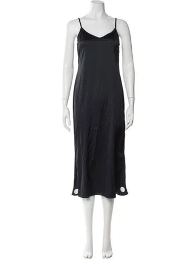 Pre-owned Theory Silk Midi Length Dress In Blue