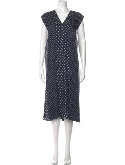Pre-owned Theory Silk Midi Length Dress In Blue