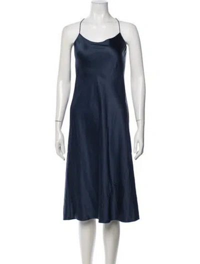 Pre-owned Theory Silk Midi Length Dress In Blue
