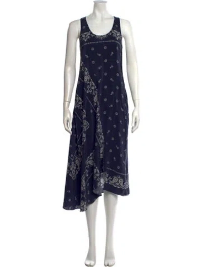 Pre-owned Theory Silk Midi Length Dress In Blue