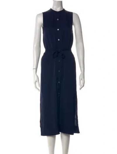 Pre-owned Theory Silk Midi Length Dress In Blue