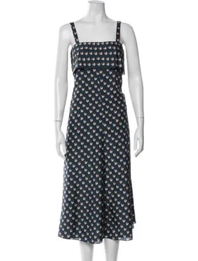 Pre-owned Theory Silk Midi Length Dress In Blue