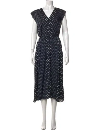 Pre-owned Theory Silk Midi Length Dress In Blue