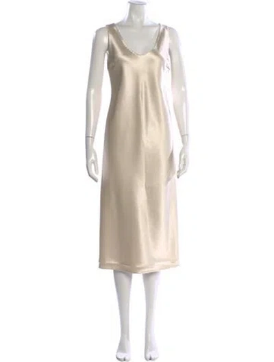 Pre-owned Theory Silk Midi Length Dress In Brown