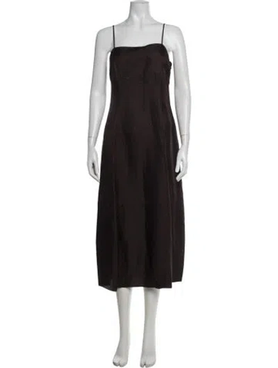 Pre-owned Theory Silk Midi Length Dress W/ Tags In Brown
