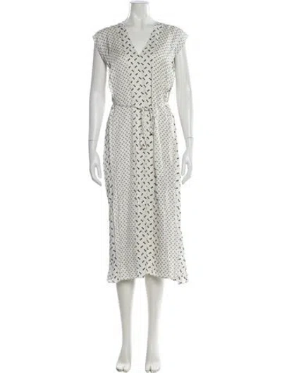 Pre-owned Theory Silk Midi Length Dress In White