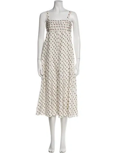 Pre-owned Theory Silk Midi Length Dress In White