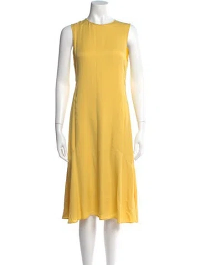Pre-owned Theory Silk Midi Length Dress In Yellow