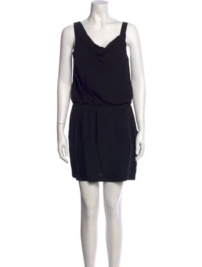 Pre-owned Theory Silk Mini Dress In Black