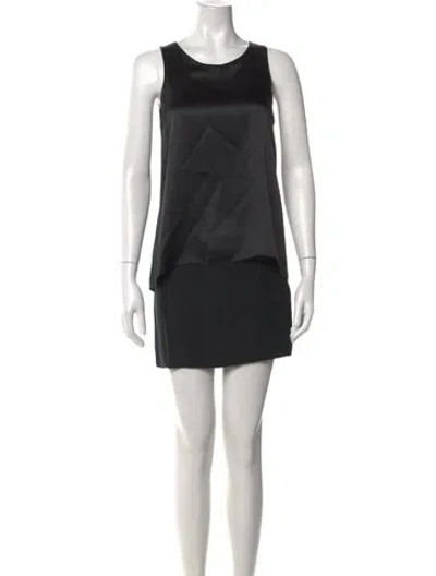 Pre-owned Theory Silk Mini Dress In Black
