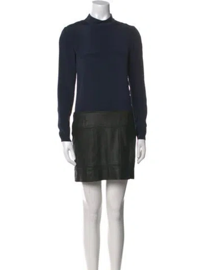 Pre-owned Theory Silk Mini Dress In Blue