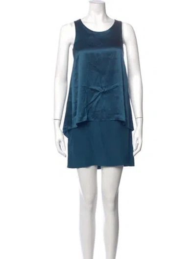 Pre-owned Theory Silk Mini Dress In Blue