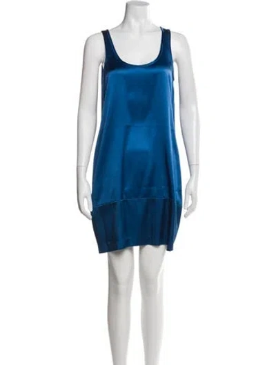 Pre-owned Theory Silk Mini Dress In Blue