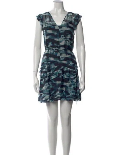 Pre-owned Theory Silk Mini Dress In Blue