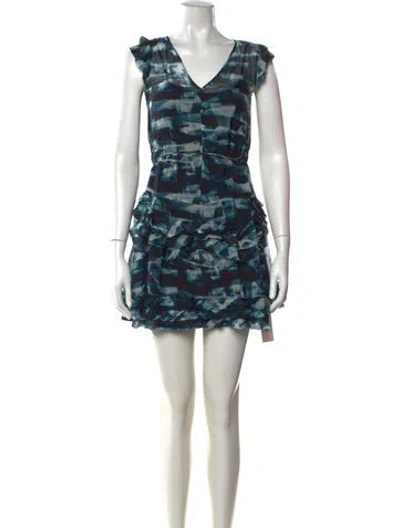 Pre-owned Theory Silk Mini Dress In Blue