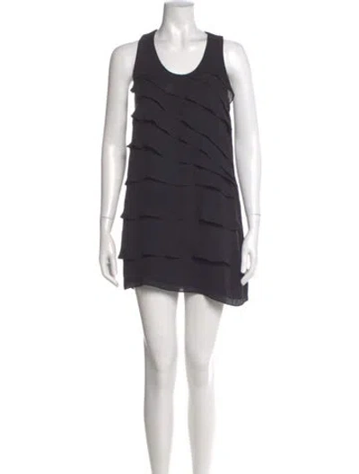 Pre-owned Theory Silk Mini Dress In Gray