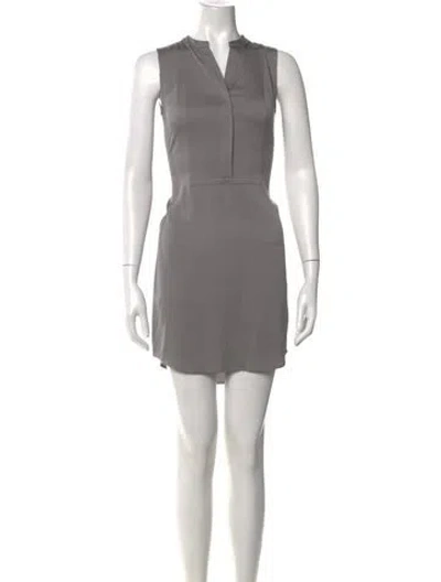 Pre-owned Theory Silk Mini Dress In Gray