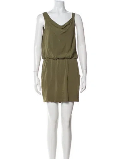 Pre-owned Theory Silk Mini Dress In Green