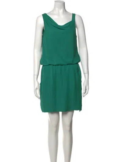 Pre-owned Theory Silk Mini Dress In Green