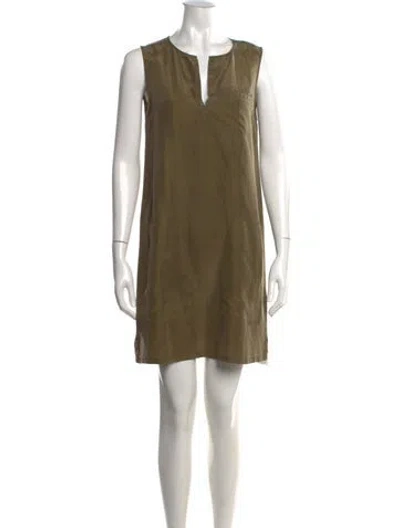 Pre-owned Theory Silk Mini Dress In Green