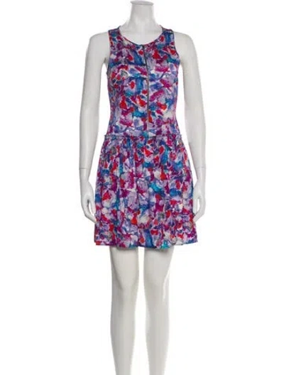 Pre-owned Theory Silk Mini Dress In Multi