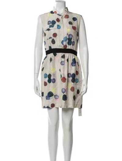 Pre-owned Theory Silk Mini Dress In Multi