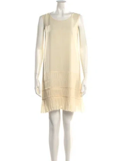 Pre-owned Theory Silk Mini Dress In Neutral