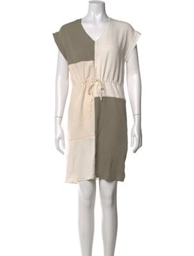 Pre-owned Theory Silk Mini Dress In Neutral