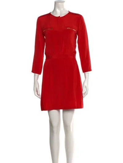 Pre-owned Theory Silk Mini Dress In Red
