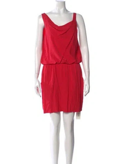 Pre-owned Theory Silk Mini Dress In Red